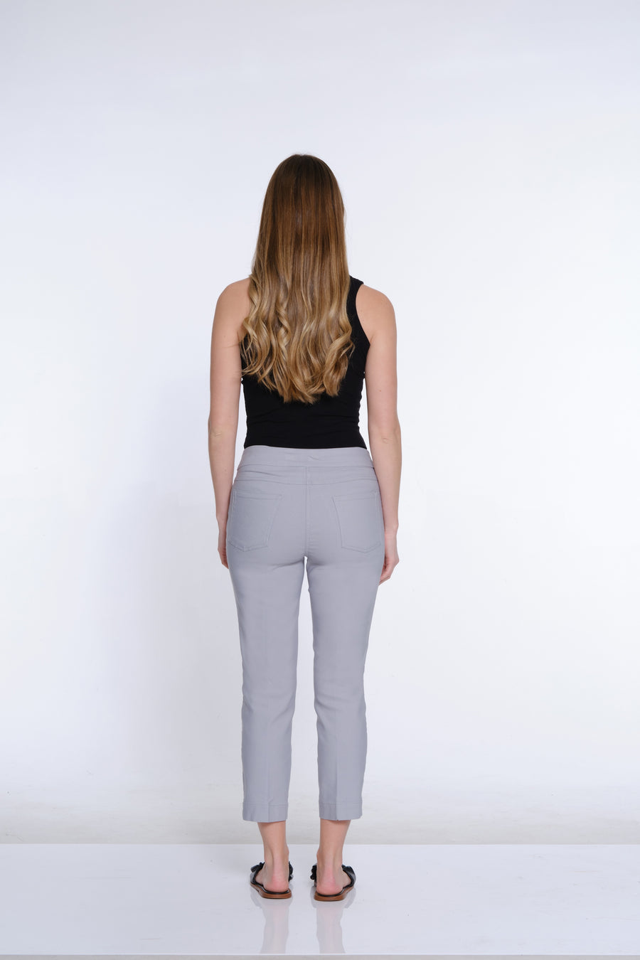 Slimsation Pull On Crop Pant with Pockets M12713- Sky Grey