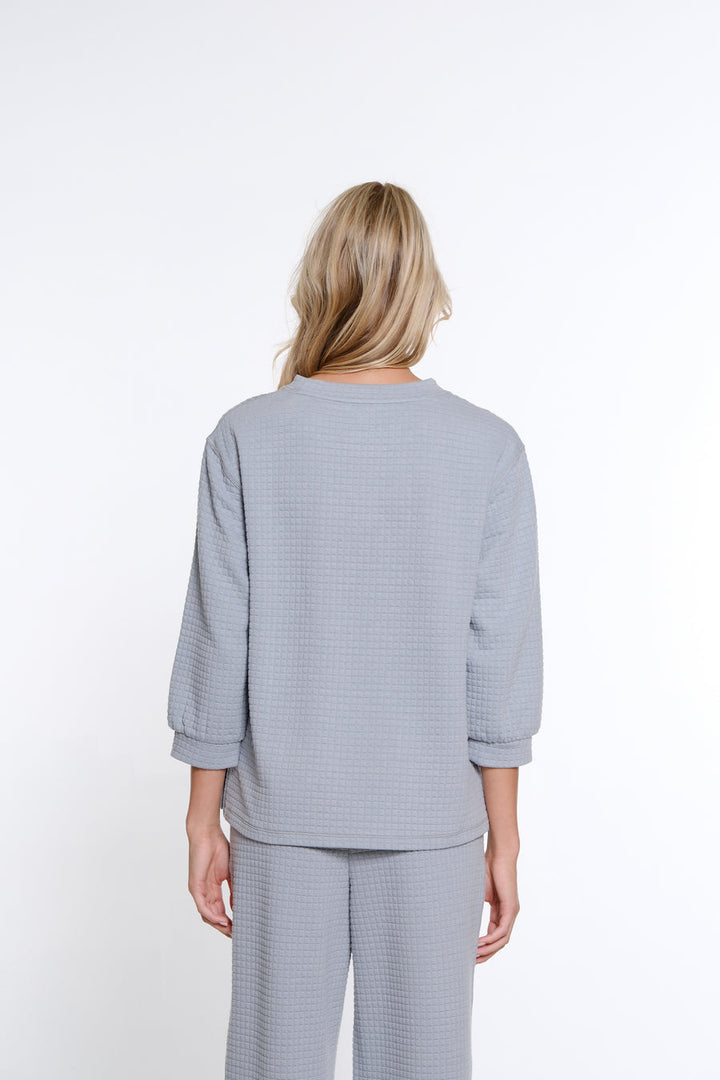 Multiples Quilted Top- Sky Grey PETITE