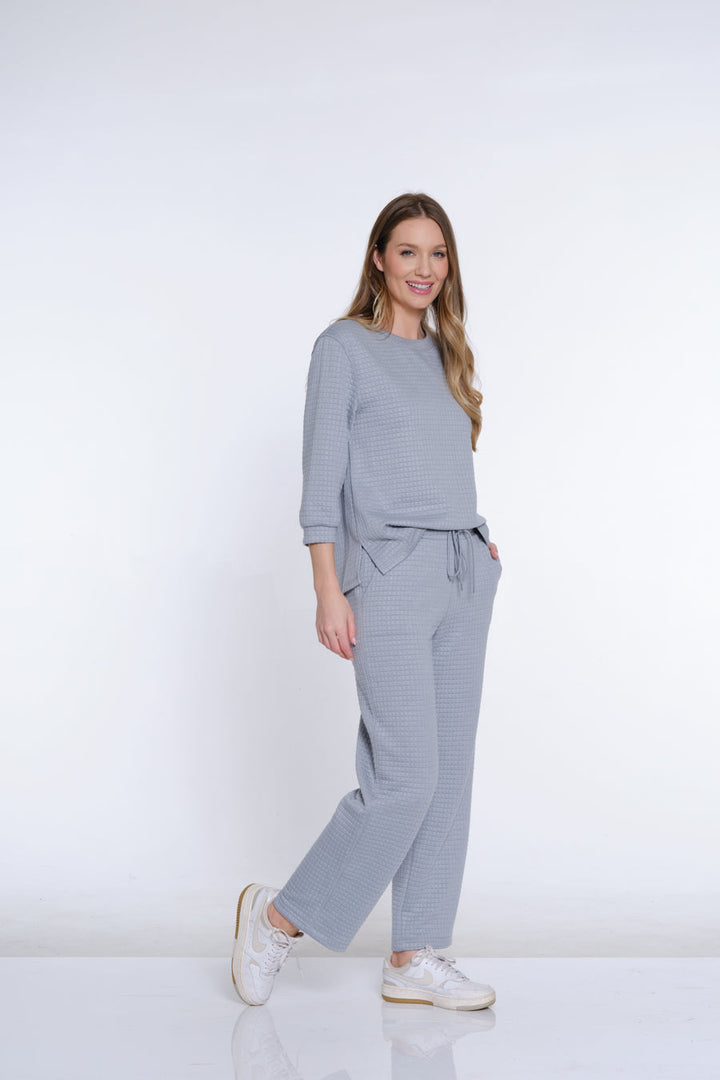 Multiples Quilted Lounge Pant- Sky Grey
