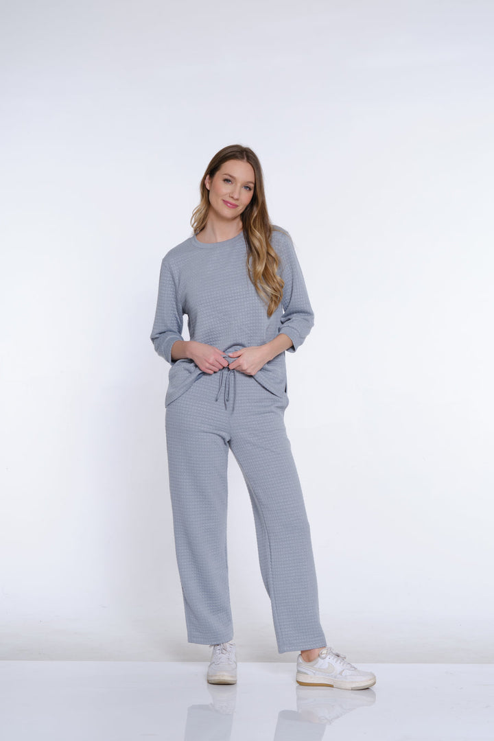 Multiples Quilted Lounge Pant- Sky Grey