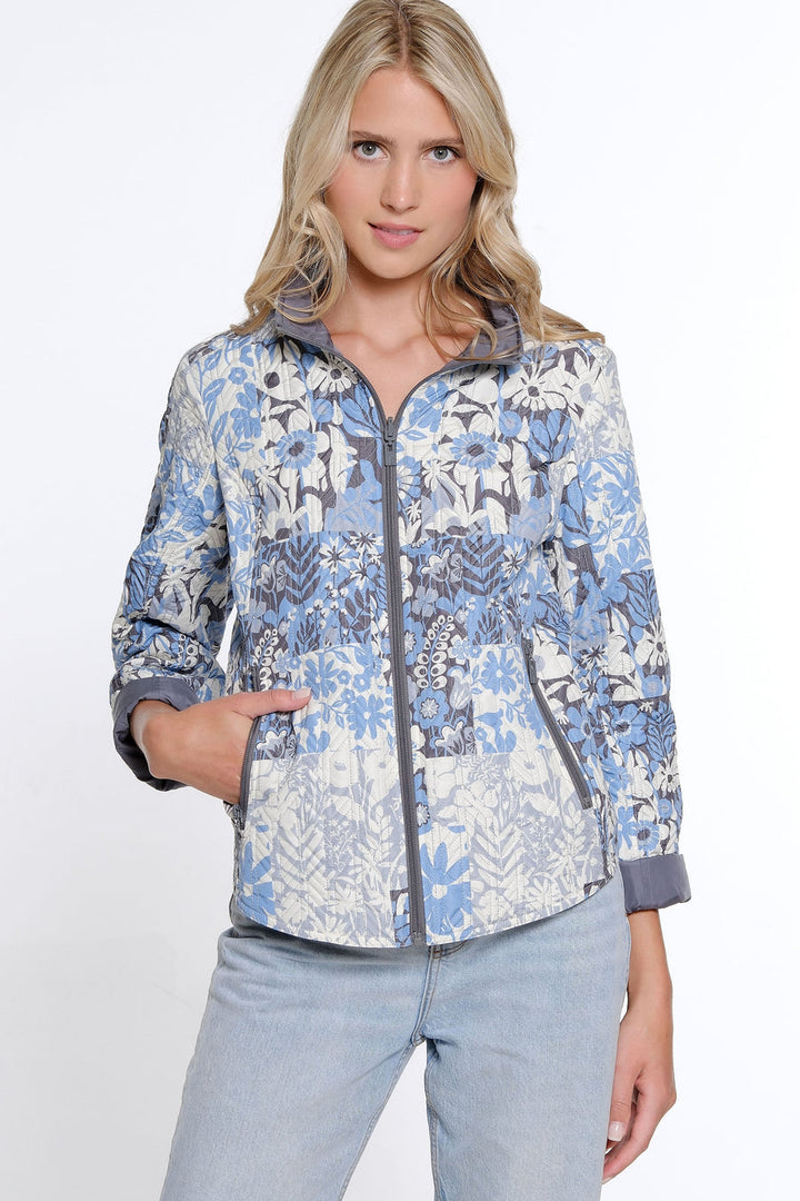 Multiples Quilted Reversible Jacket- Blue Ivy