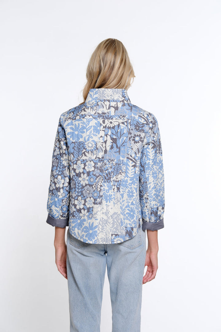 Multiples Quilted Reversible Jacket- Blue Ivy