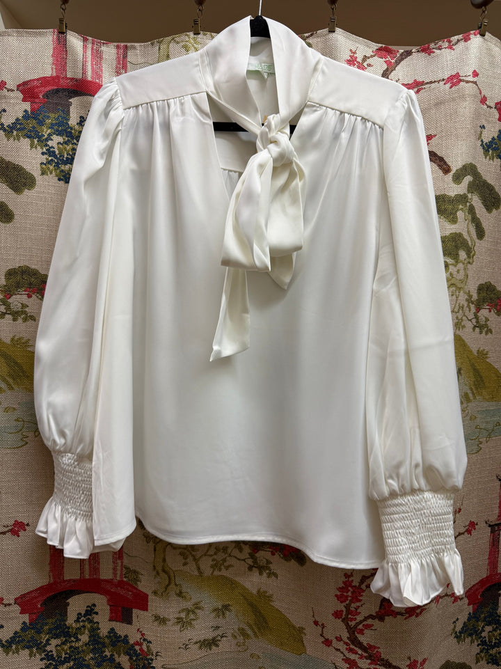 Jade Silk Tie Front Top