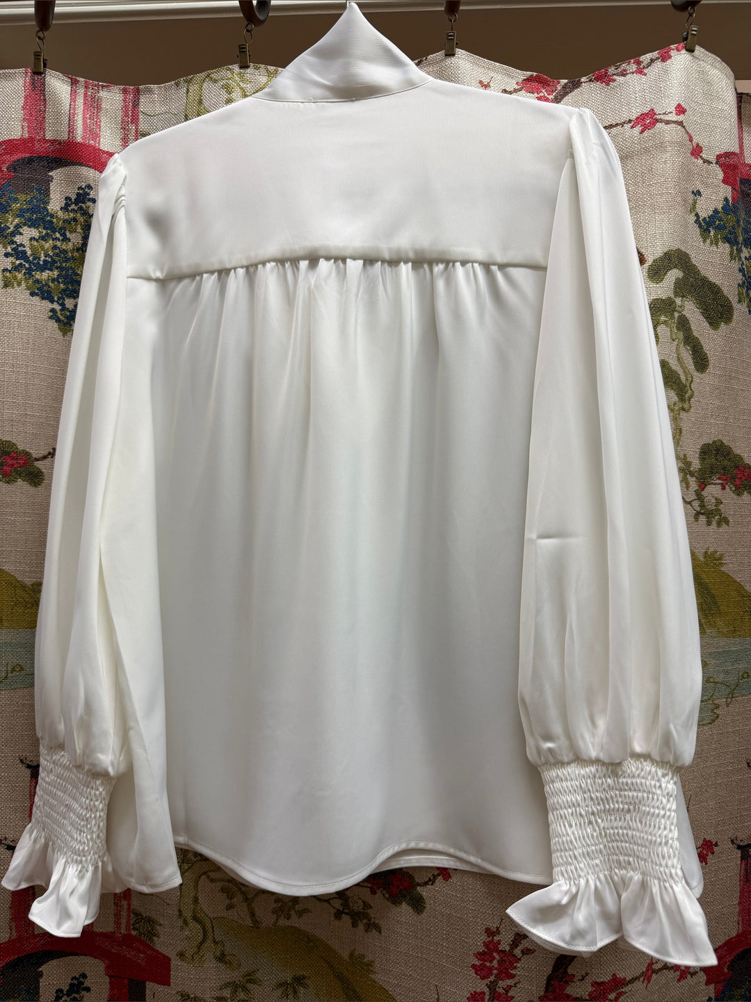 Jade Silk Tie Front Top