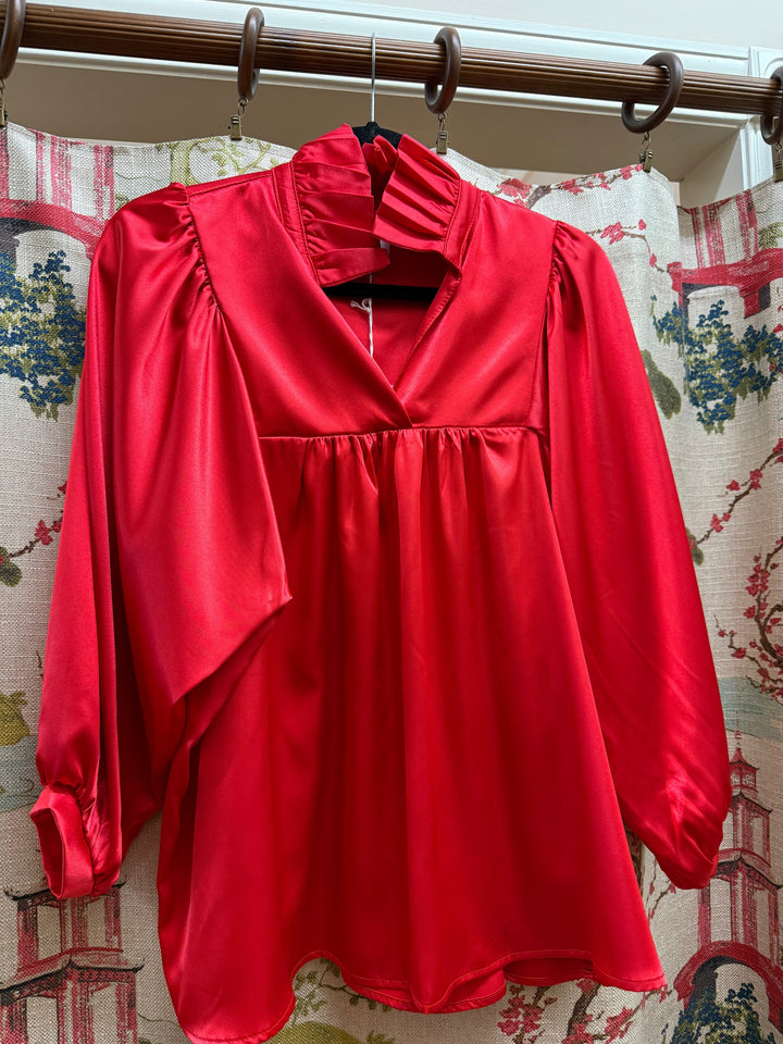 Morgan Ruffle Collar Satin Blouse