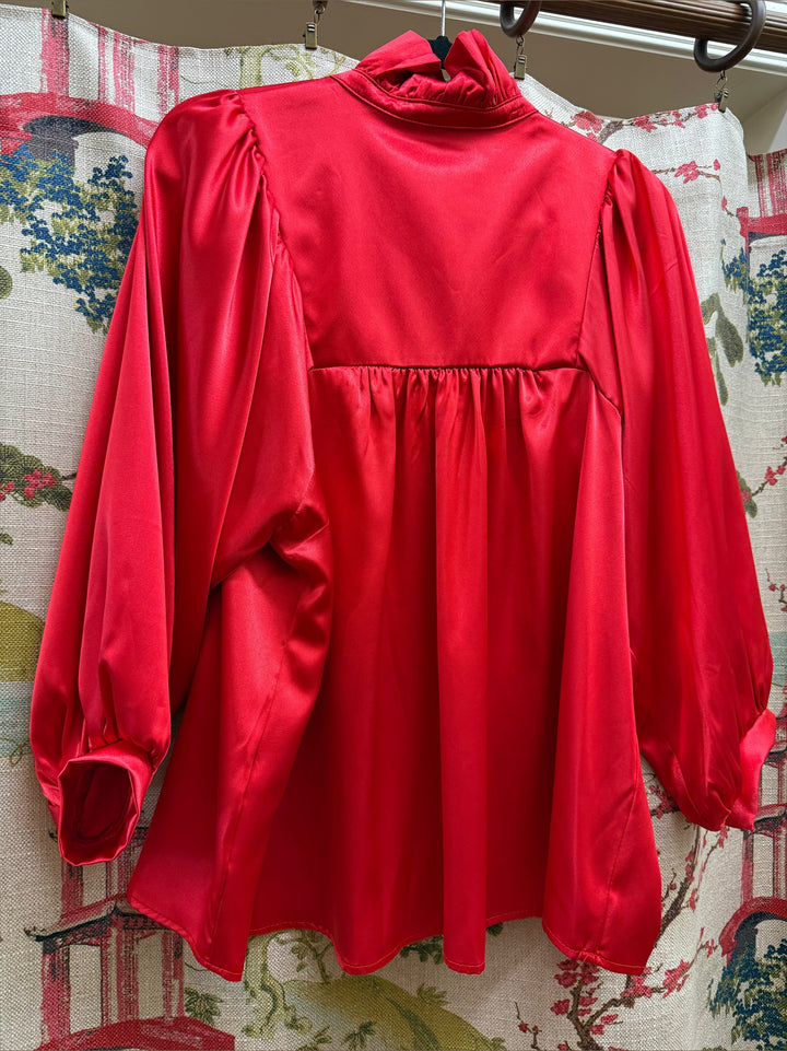 Morgan Ruffle Collar Satin Blouse