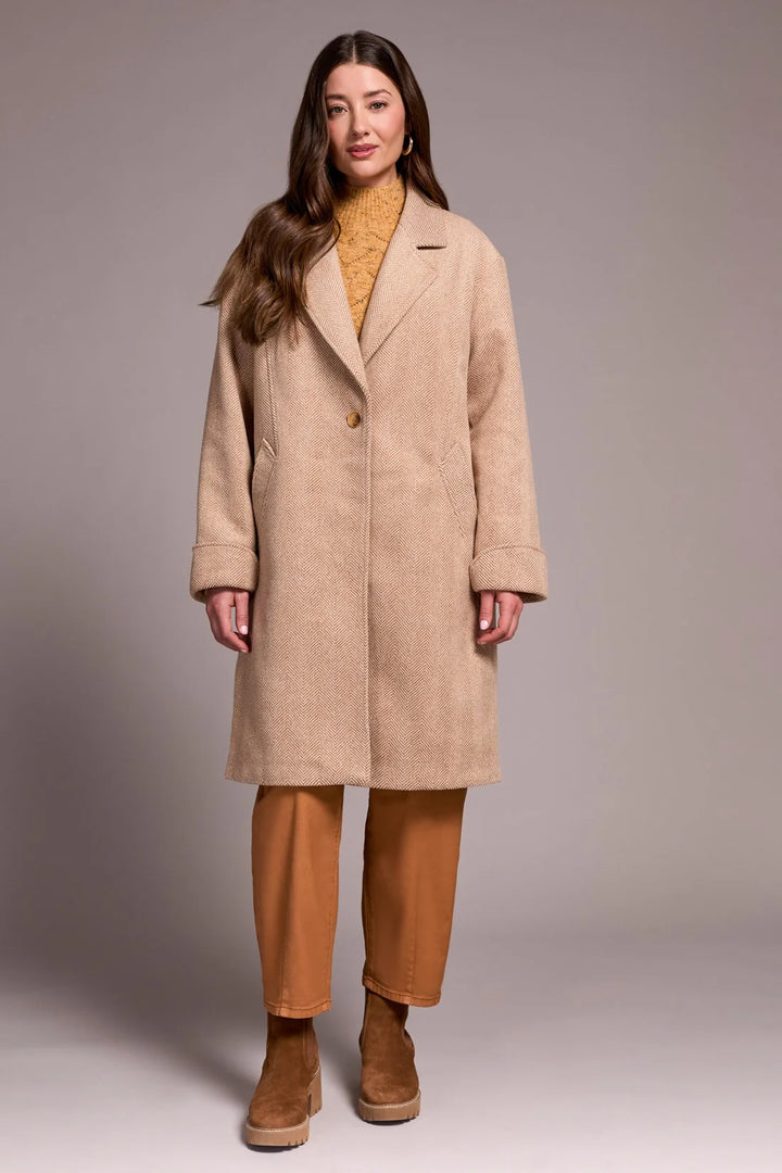 Tribal Button Front Car Coat - Biscotti