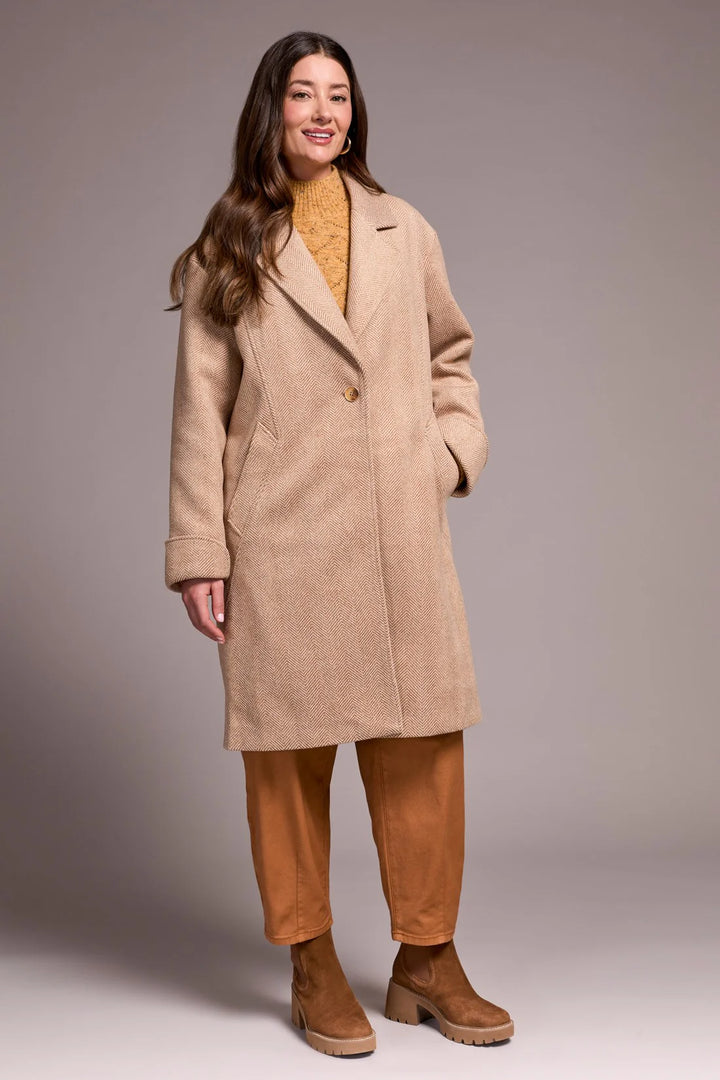Tribal Button Front Car Coat - Biscotti