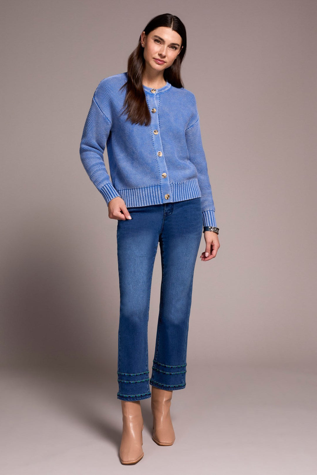 Tribal Button-Front Cardigan - Ultra Blue