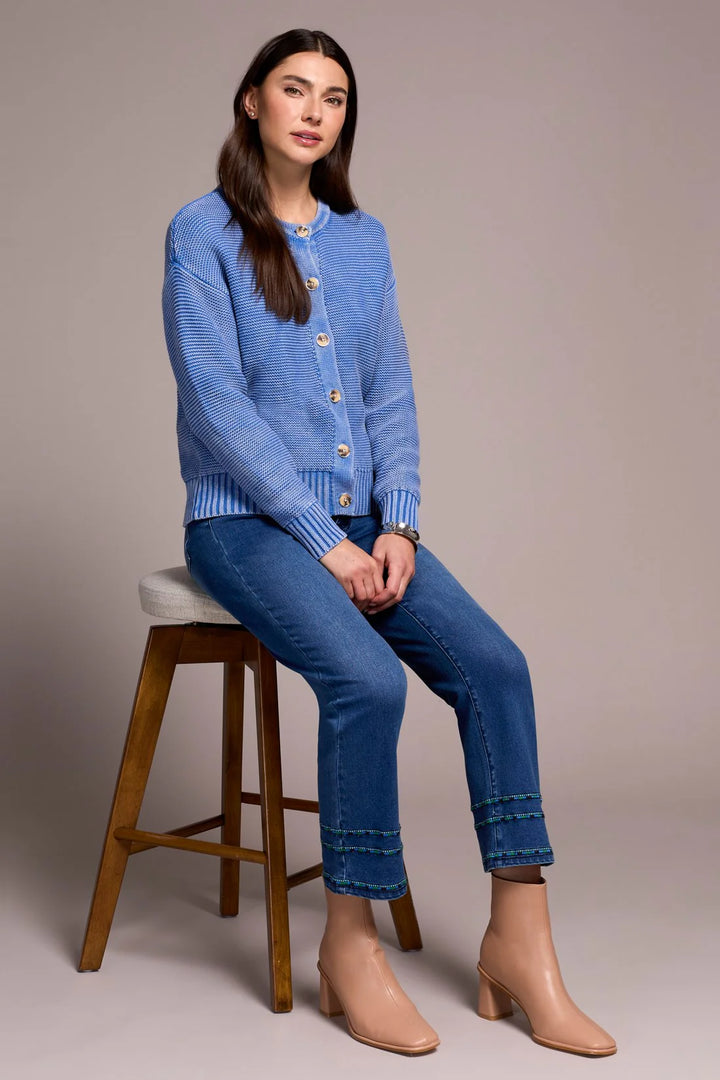 Tribal Button-Front Cardigan - Ultra Blue