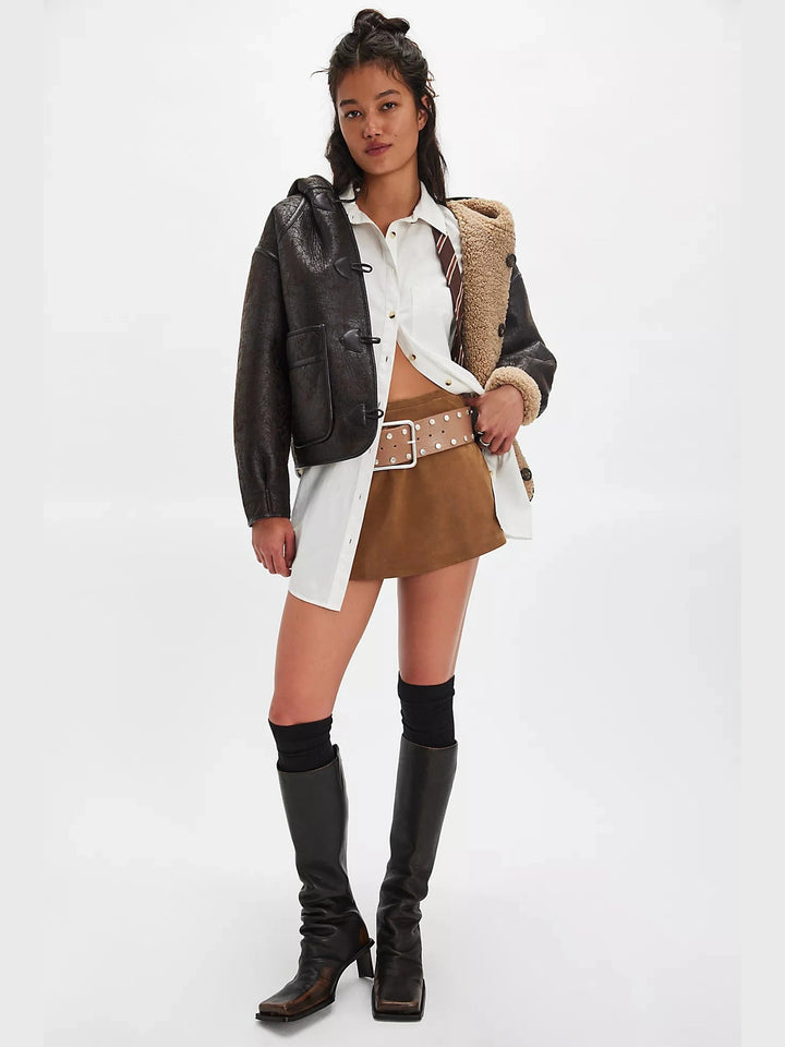 Free People Paradise Found Suede Skort