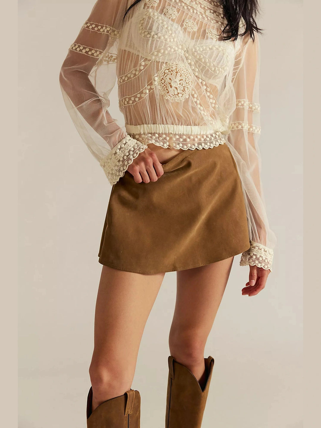 Free People Paradise Found Suede Skort