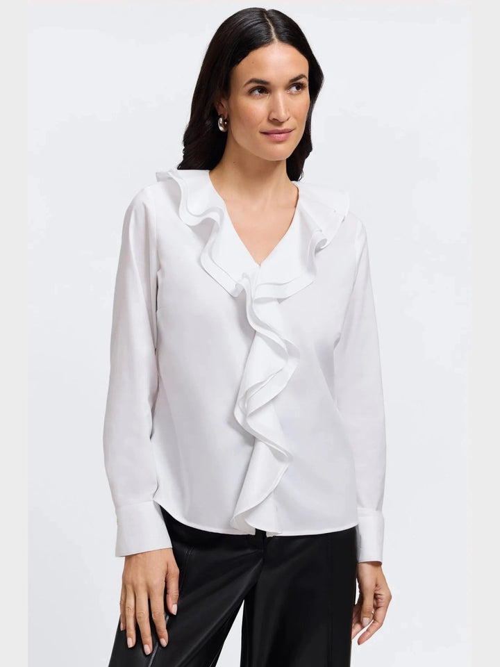 Foxcroft Shantel Ruffle Popover Shirt