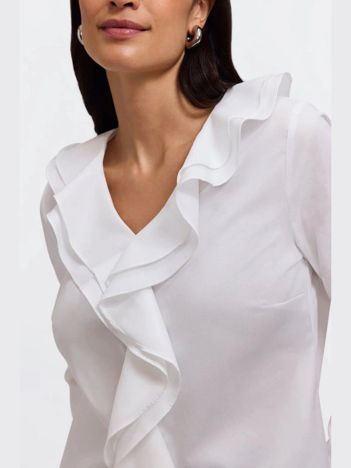 Foxcroft Shantel Ruffle Popover Shirt
