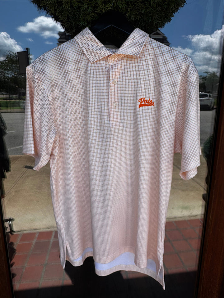 Trellis Printed Performance Polo - Orange VOLS Script