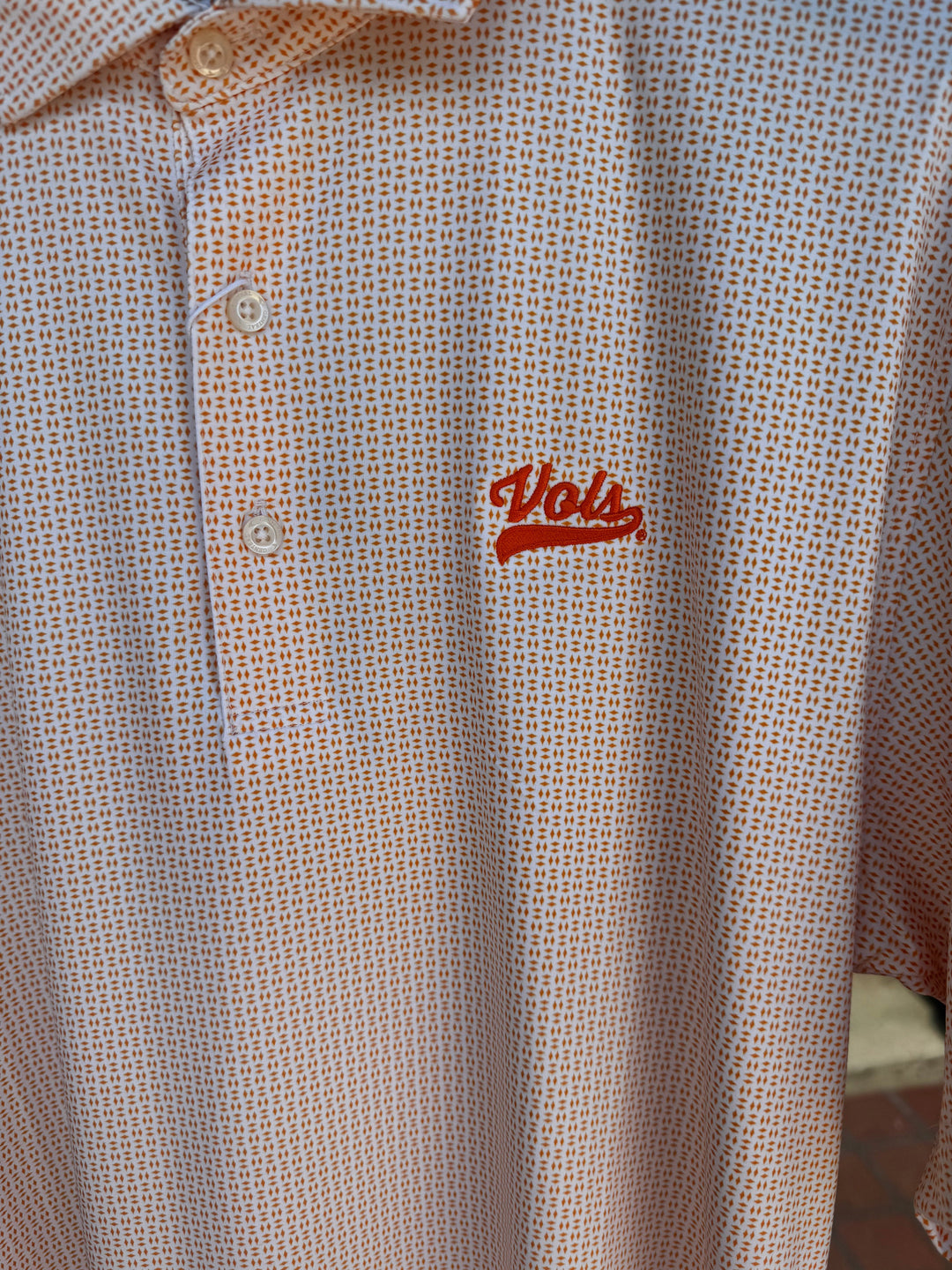Trellis Printed Performance Polo - Orange VOLS Script