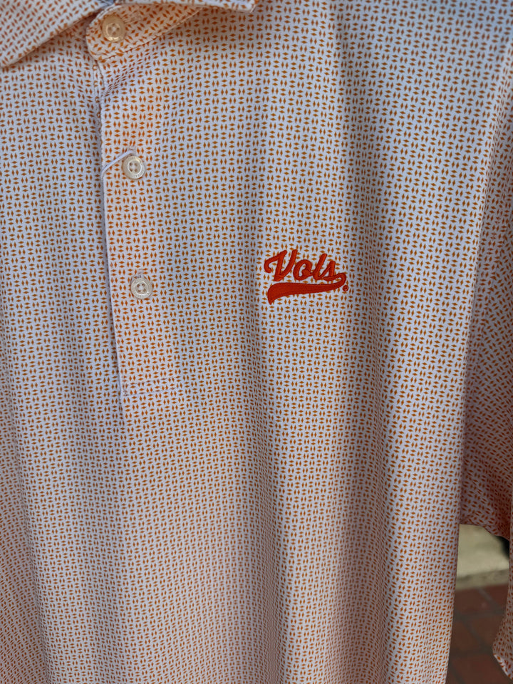 Trellis Printed Performance Polo - Orange VOLS Script