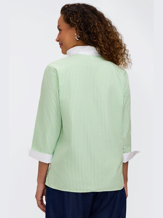 Tammy Popover Top- Mojito Stripe