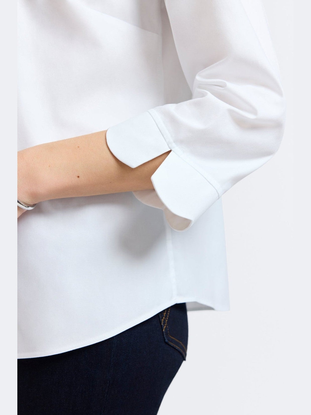 オッフェン ポインテッド Offen　scallop pattern 40 Foxcroft Gwen No Iron Pinpoint Scallop 3/4 Sleeve Blouse