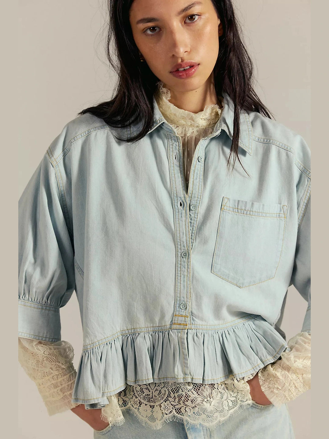 Free People Bailey Denim Shirt