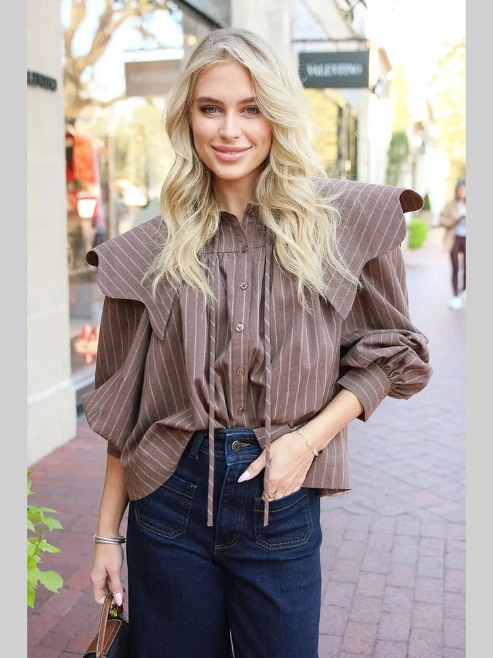 Karlie Stripe Peter Pan Collar Top