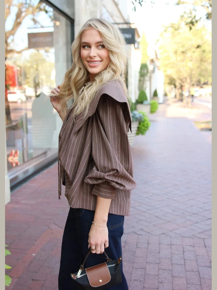 Karlie Stripe Peter Pan Collar Top