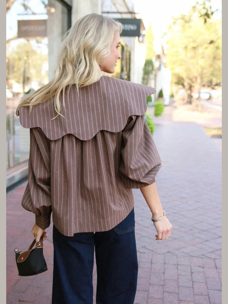 Karlie Stripe Peter Pan Collar Top