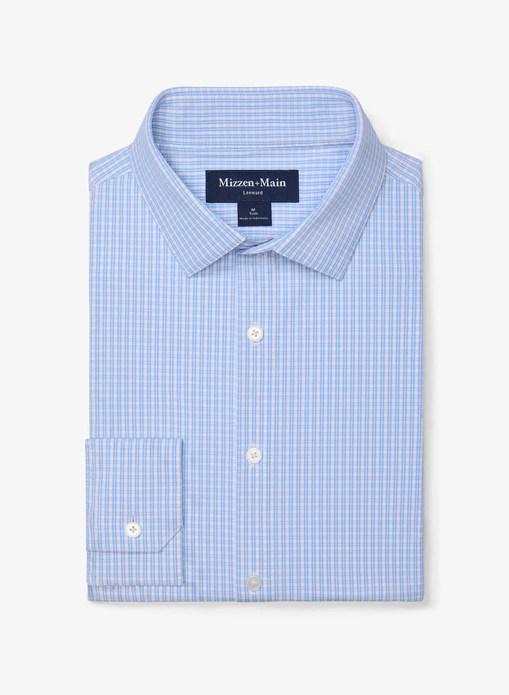 Mizzen + Main Leeward Dress Shirt- Cornflower Winston Check