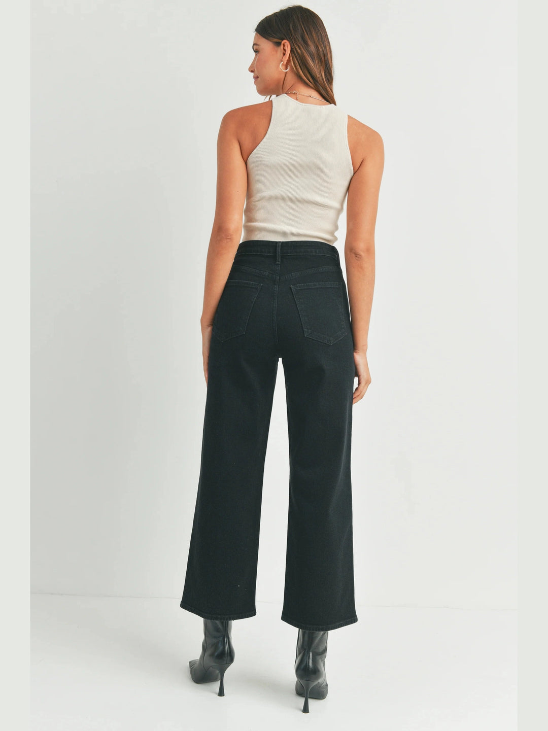 Just Black Denim Patch Pocket Wide Leg - Black
