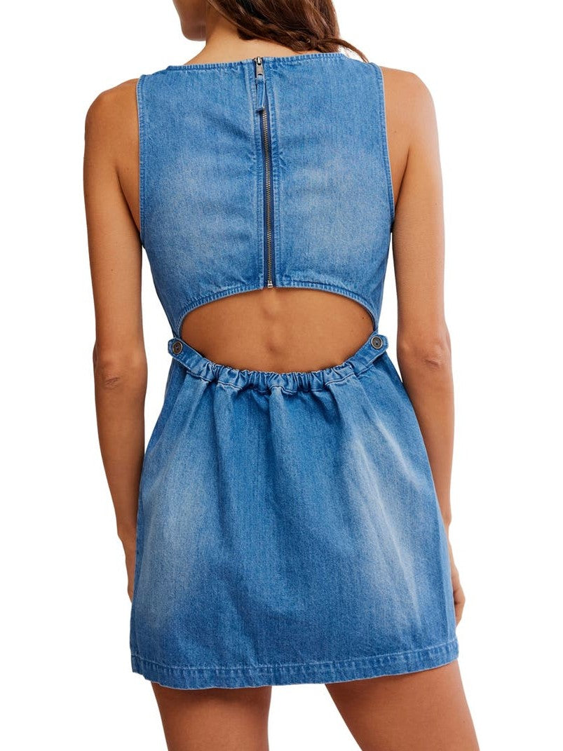 Free People Light Denim Atlas Mini Dress