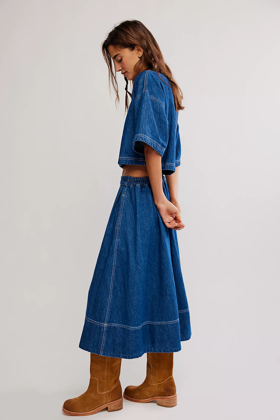 Free People Westley Denim Skirt Set