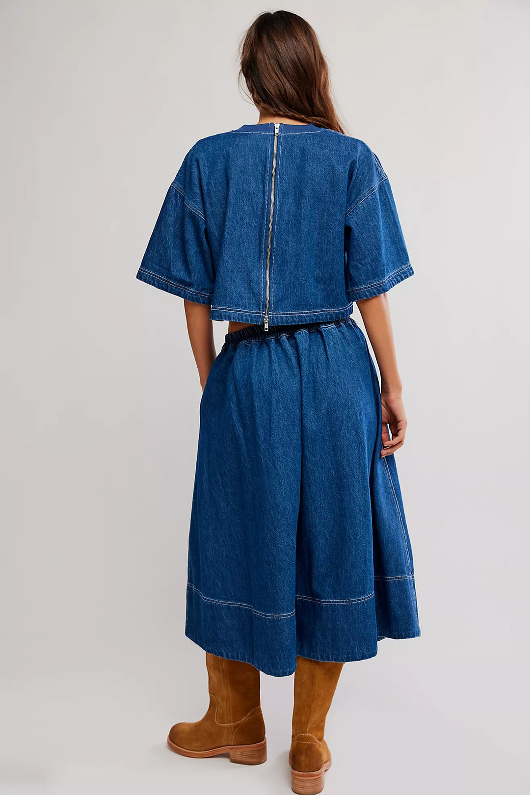 Free People Westley Denim Skirt Set