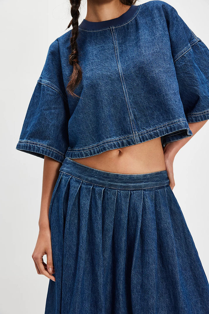 Free People Westley Denim Skirt Set