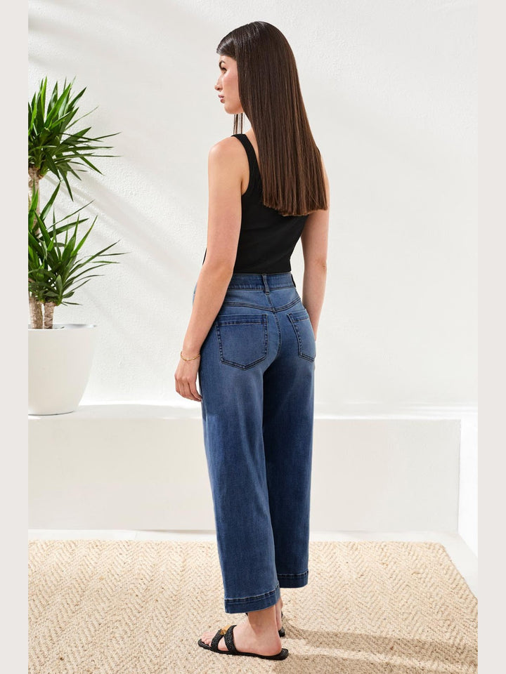 Tribal Audrey Hugging Wide Leg Crop Jean