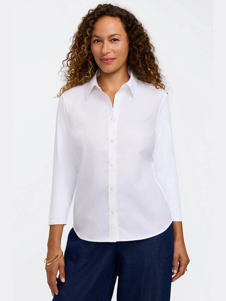 Foxcroft Dina Knit-Woven 3/4 Sleeve Layering Shirt