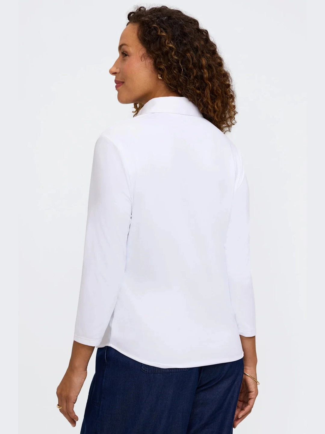 Foxcroft Dina Knit-Woven 3/4 Sleeve Layering Shirt