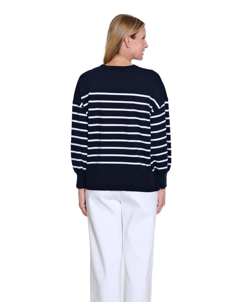 Multiples Black & White Stripe Sweater Top