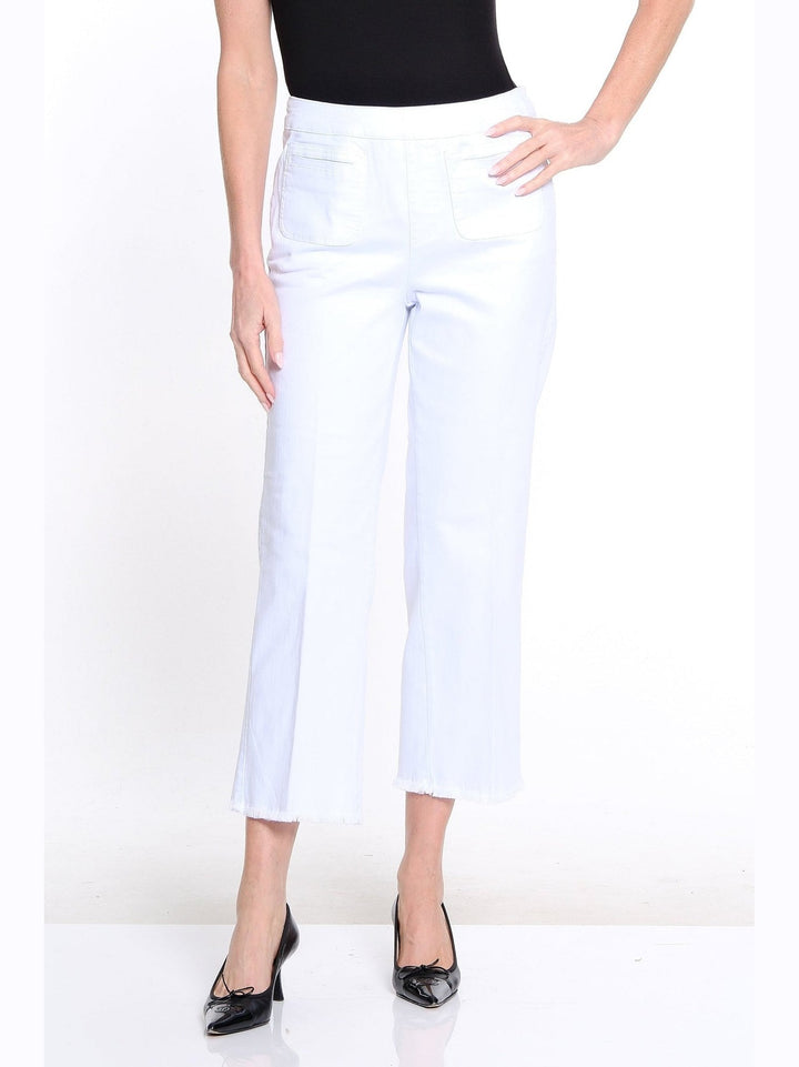 5 Pocket Hi-Lo Crop Denim Pant - White