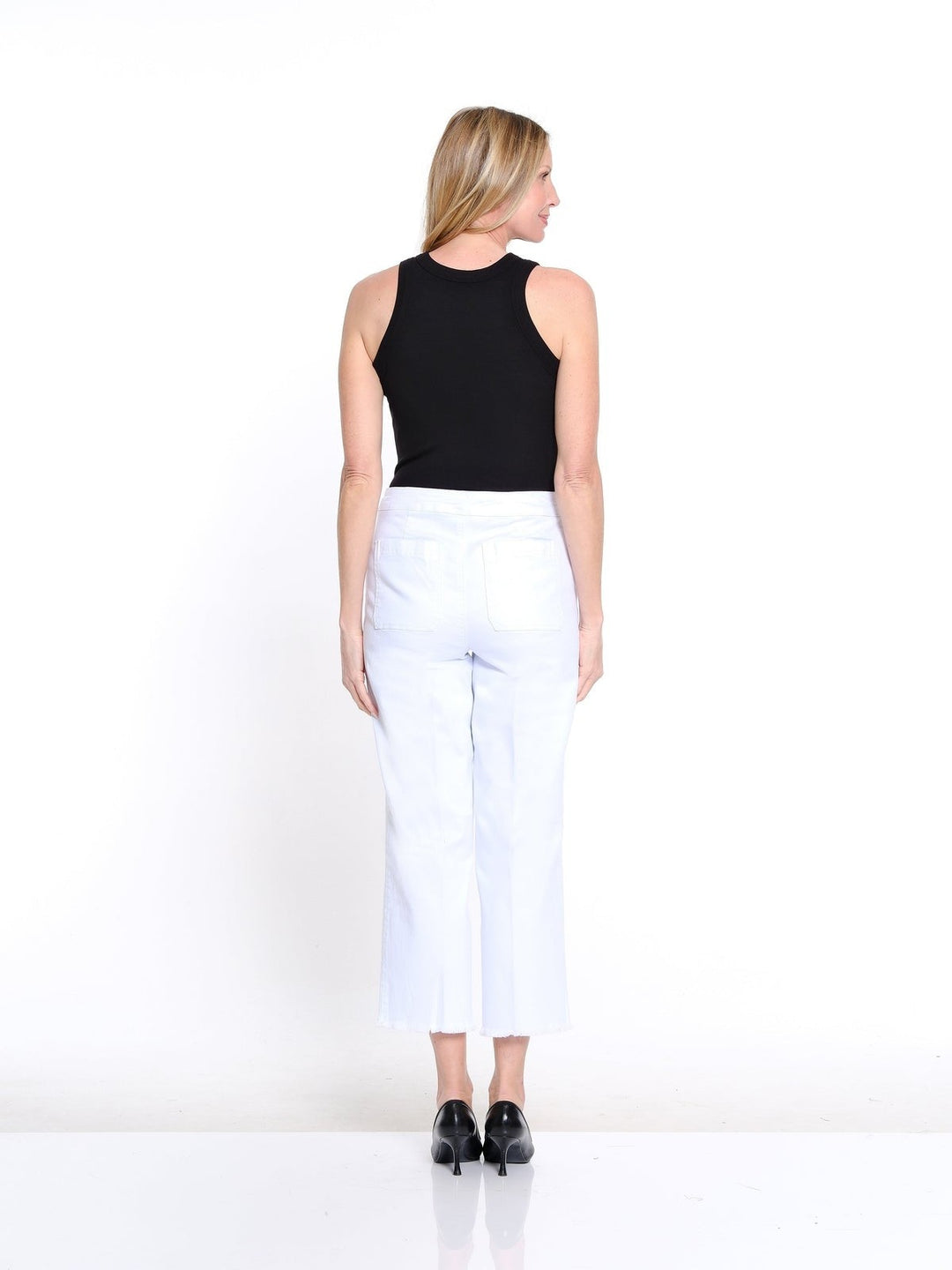 5 Pocket Hi-Lo Crop Denim Pant - White
