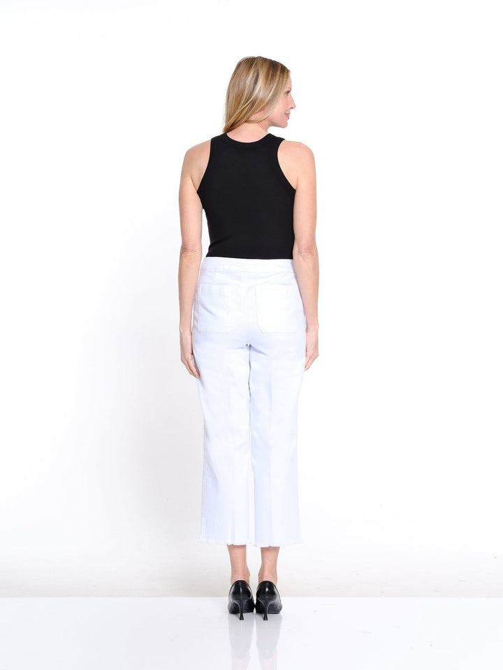 5 Pocket Hi-Lo Crop Denim Pant - White