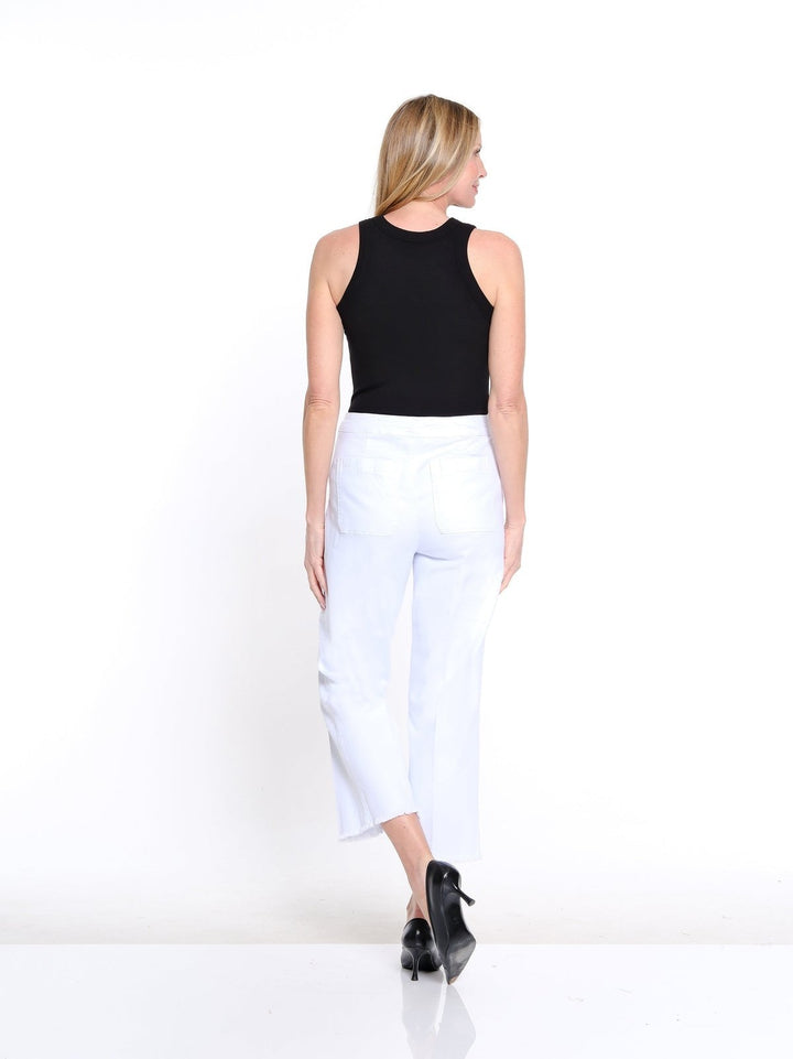 5 Pocket Hi-Lo Crop Denim Pant - White