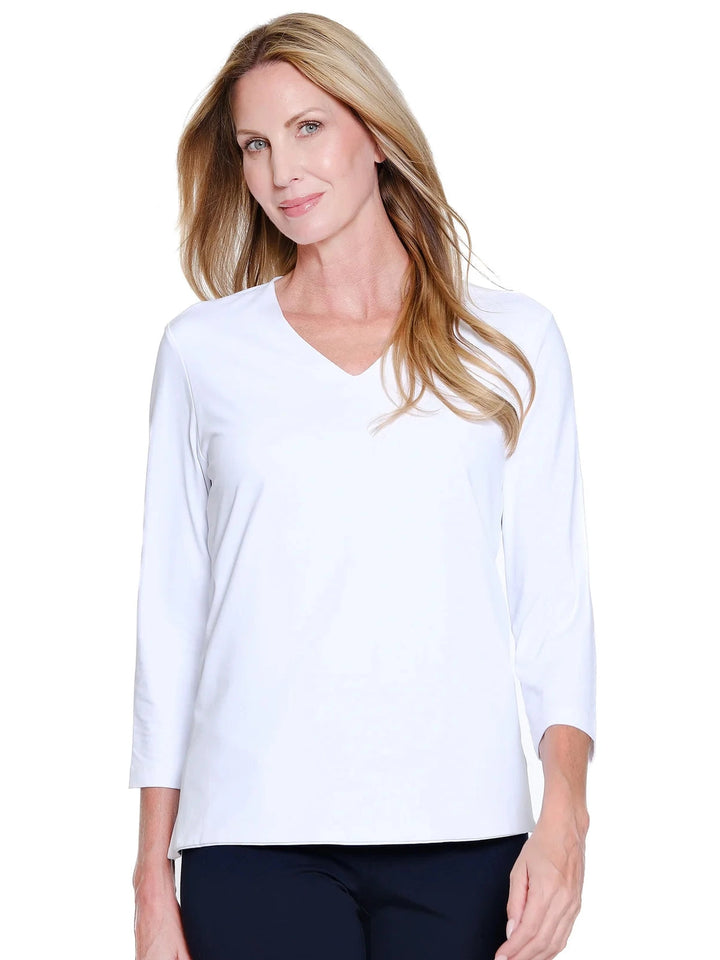 Multiples 3/4 Sleeve V-Neck Top