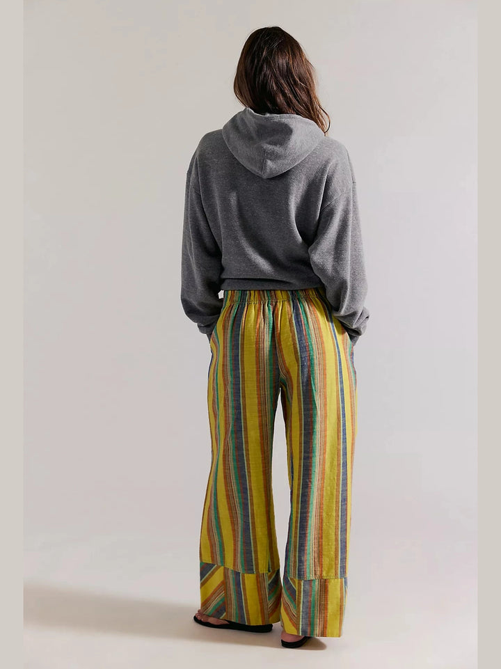 Day’s End Linen Striped Pull-On Pants - Butter Yellow Combo