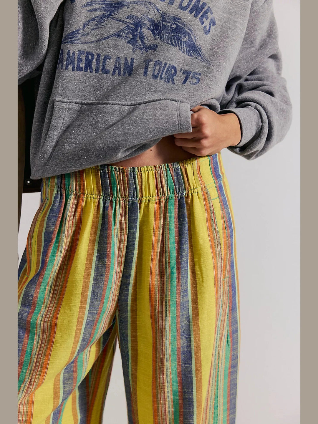Day’s End Linen Striped Pull-On Pants - Butter Yellow Combo