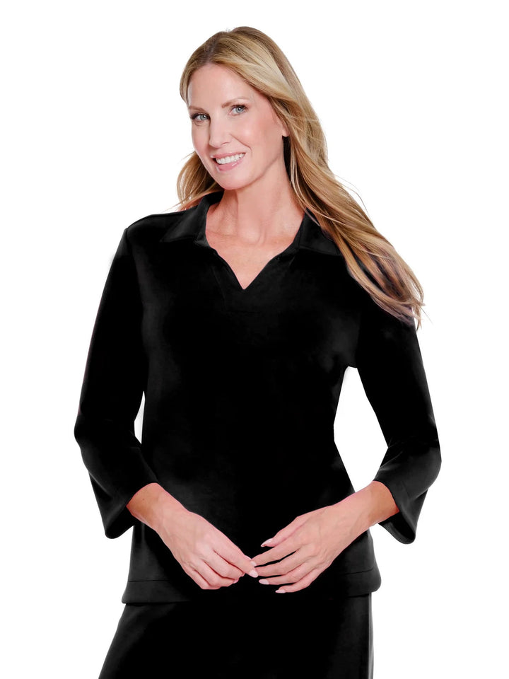 Slimsation Johnny Collar V-Neck Knit Top