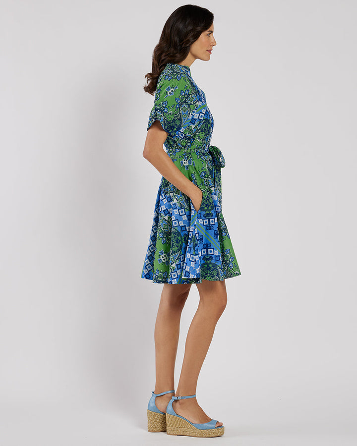 Jude Connally Paisley Cotton Dress- Bonita Scarf Cornflower
