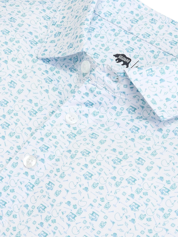 19th Hole Printed Performance Polo - Breeze