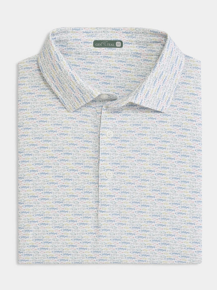 Shoreline Catch Printed Performance Polo - Mirage
