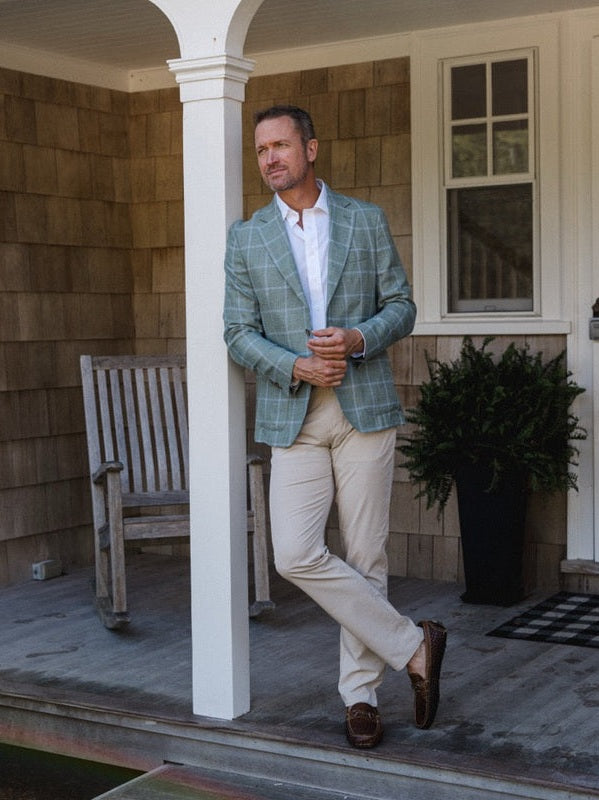 Genteal Windowpane Sport Coat- Abaco Green