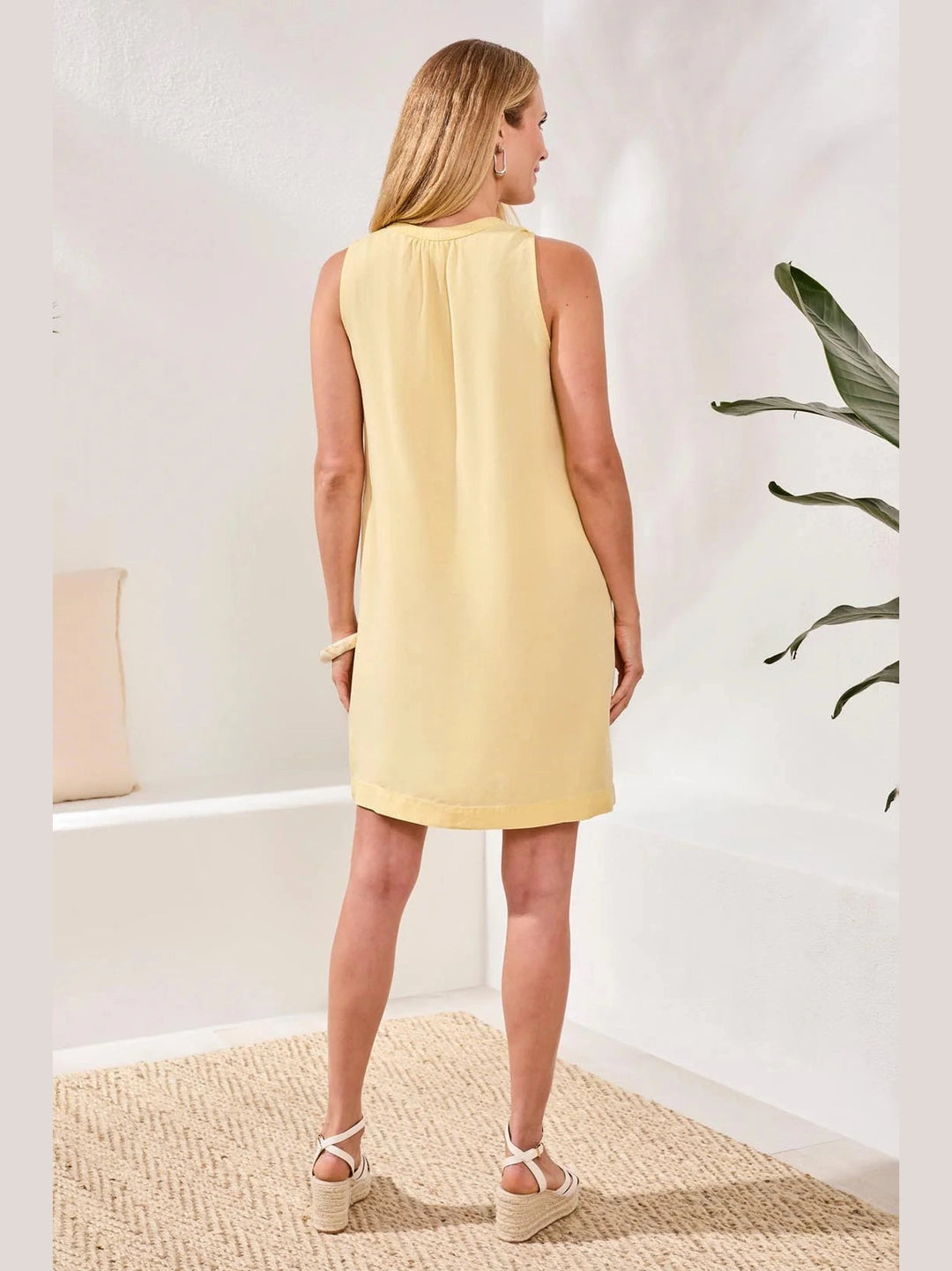 Flowy Sleeveless V-Neck Dress - Lemongrass